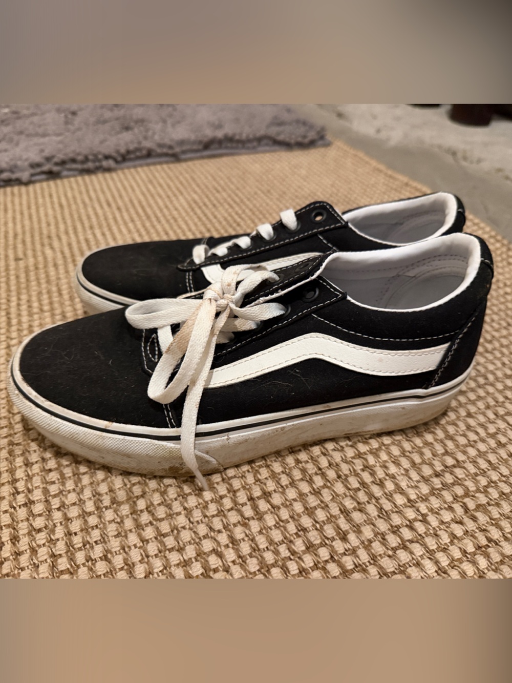 Vans Black and White Low-Top Platform Skate Sneakers